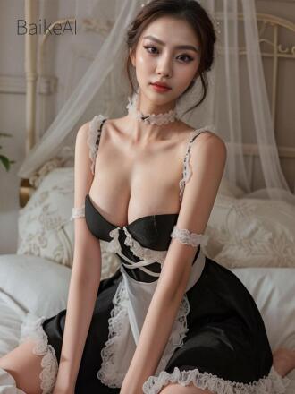 亚洲女仆装坐姿模特生成